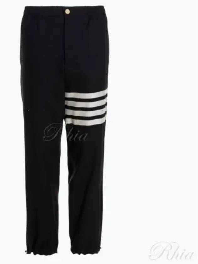 Plain Weave 4-Bar Elastic Waist Track Pants Black - THOM BROWNE - BALAAN 2