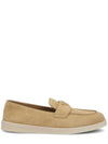 Triangle Logo Suede Leather Loafers Beige - PRADA - BALAAN 2