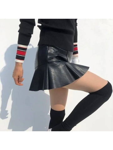 golf skirt pants, strong sister, very comfortable leather flare mini skirt, golf wear - LOLOALLOY - BALAAN 1