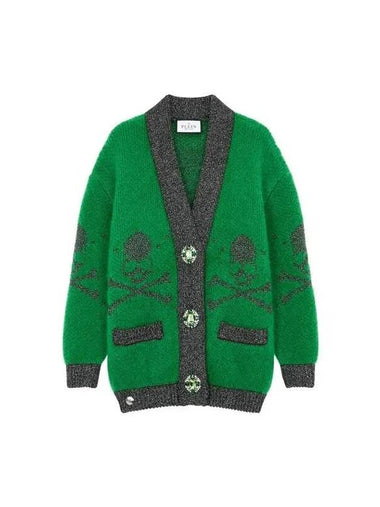 Women's Crystal Button Mohair Knit Cardigan Green 271841 - PHILIPP PLEIN - BALAAN 1