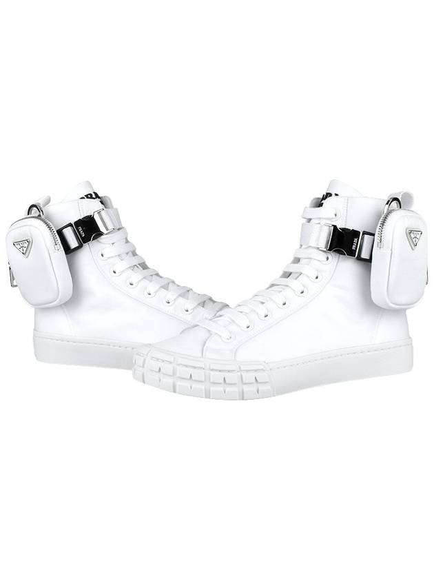 Pouch Re-Nylon Wheel High Top Sneakers White - PRADA - BALAAN 3