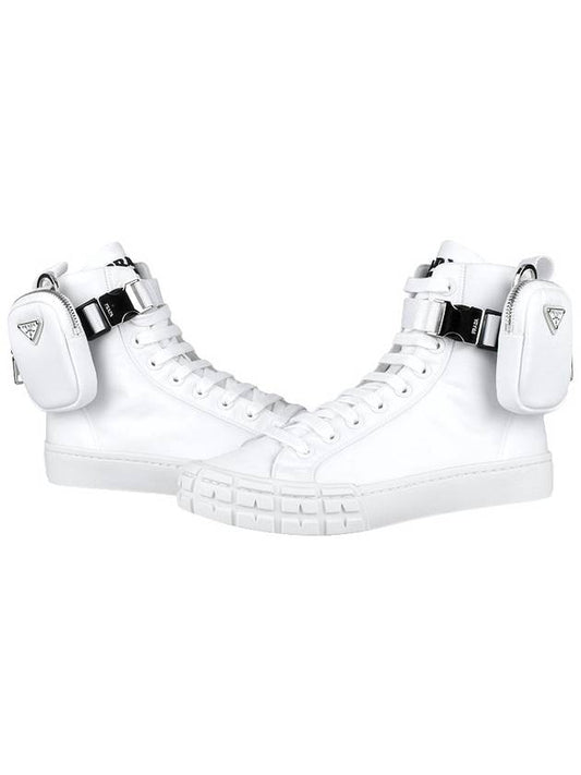 Pouch Re-Nylon Wheel High Top Sneakers White - PRADA - BALAAN 2