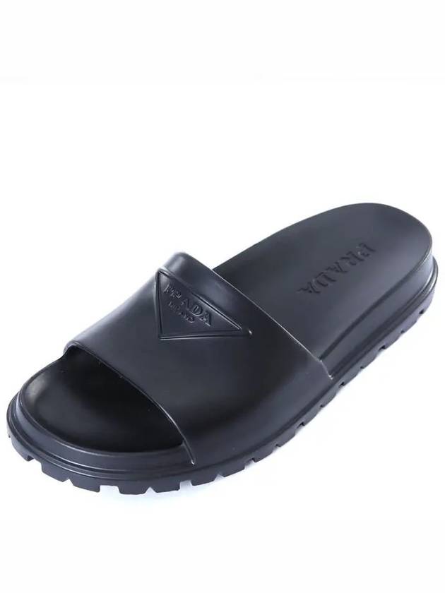 Triangle Logo Rubber Slippers Black - PRADA - BALAAN 2