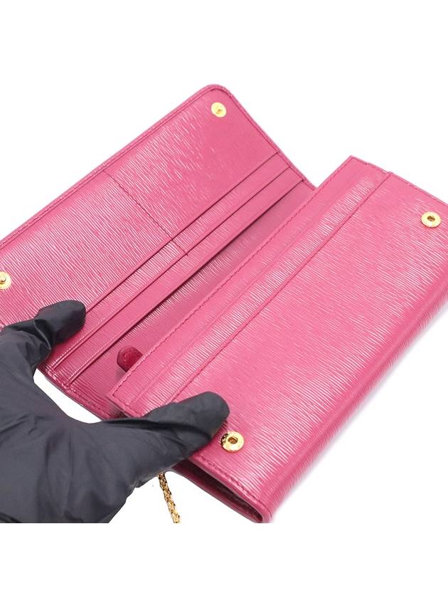 Women s Prada 1MH132 Pink Saffiano Gold Metal Lettering Logo Long Wallet gt Gangbuk used luxury goods - PRADA - BALAAN 9