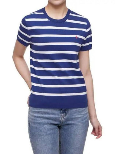 W Striped Short Sleeve Sweater Blue - POLO RALPH LAUREN - BALAAN 1