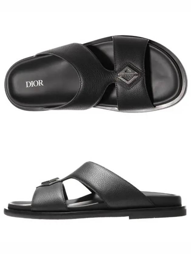 Aqua Grained Calfskin Sandal Black - DIOR - BALAAN 3