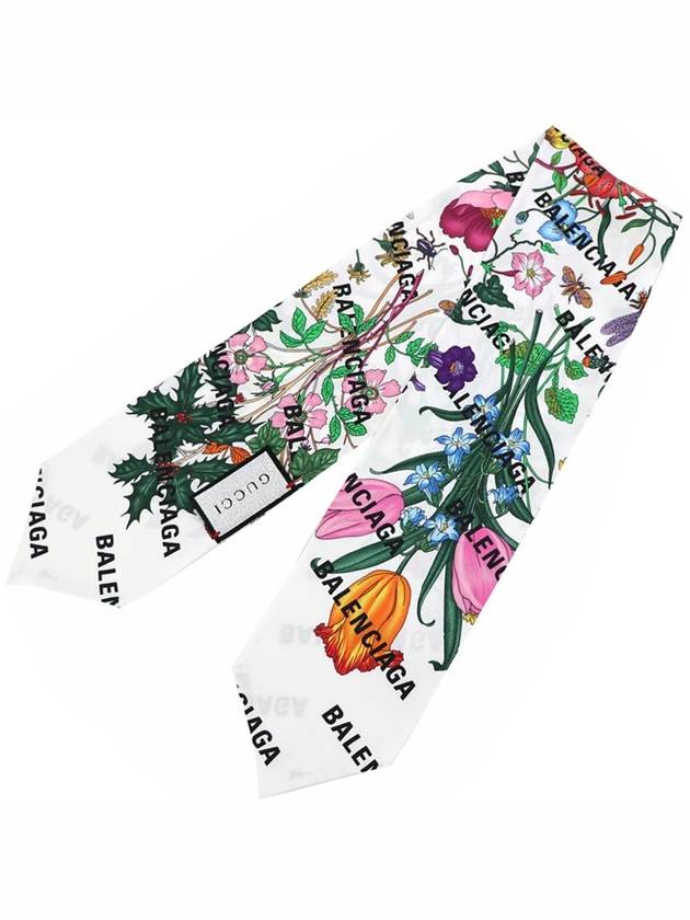 Logo Flower Print Twilly Muffler - GUCCI - BALAAN 2