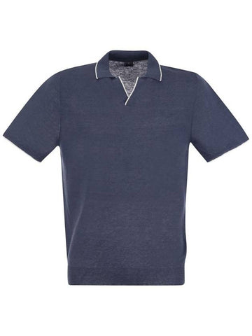 Polo shirt with open collar in linen and cotton - FEDELI - BALAAN 1