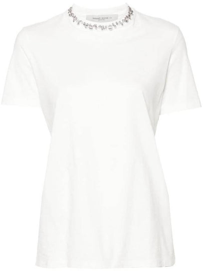 Crystal Neck Point Short Sleeve T-Shirt White - GOLDEN GOOSE - BALAAN 2