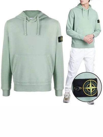 Wappen Patch Cotton Fleece Hoodie Sage Green - STONE ISLAND - BALAAN 2