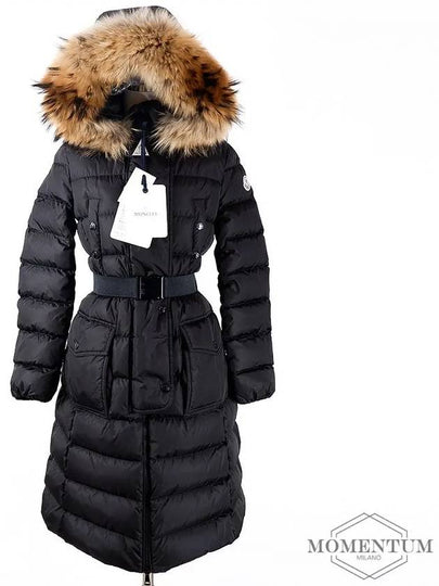 Khloe Fur Hooded Long Padding Black - MONCLER - BALAAN 2