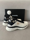 Logo Mixed Fibers Suede Low Top Sneakers White - CHANEL - BALAAN 9