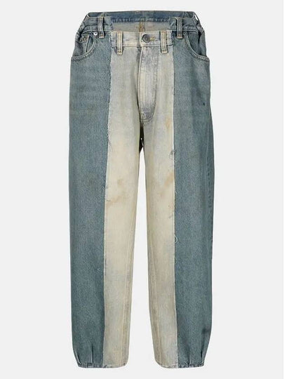 Two Tone Washed Cotton Jeans Blue - MAISON MARGIELA - BALAAN 2