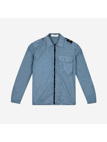 Men's Naslan Pocket Shirt Collar Zip-Up Jacket Blue - STONE ISLAND - BALAAN 1