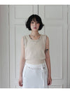 Linen Knit Vest Stitched by Hand OATMEAL women s top - RUBATI - BALAAN 10