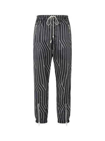 MEN Zipper Slit Striped Track Pants Black - RICK OWENS - BALAAN 1