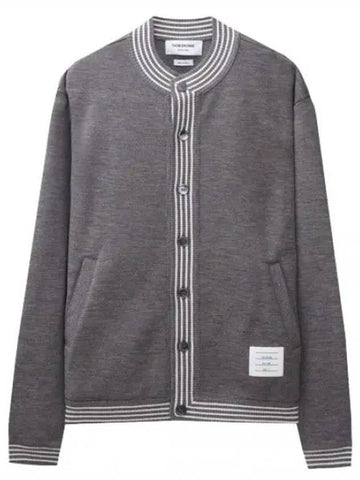 Funnel neck button up wool cardigan men - THOM BROWNE - BALAAN 1