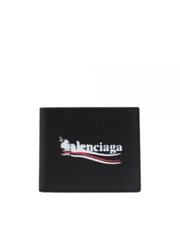 Logo Print Leather Half Wallet Black - BALENCIAGA - BALAAN 2