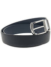 Saffiano Leather Reversible Belt Black Baltic Blue - PRADA - BALAAN 4