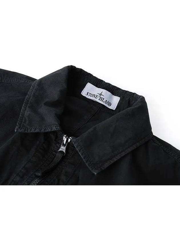 Brushed Organic Cotton Overshirt Jacket Black - STONE ISLAND - BALAAN 4