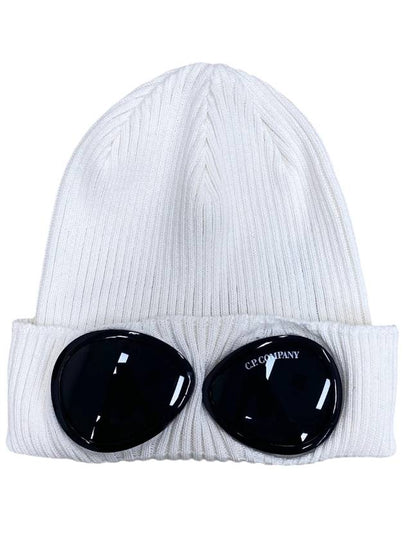 Goggle Detail Merino Wool Beanie White - CP COMPANY - BALAAN 2