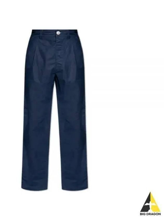 Marina Mid Rise Cotton Canvas Wide Pants Royal Blue - STONE ISLAND - BALAAN 2