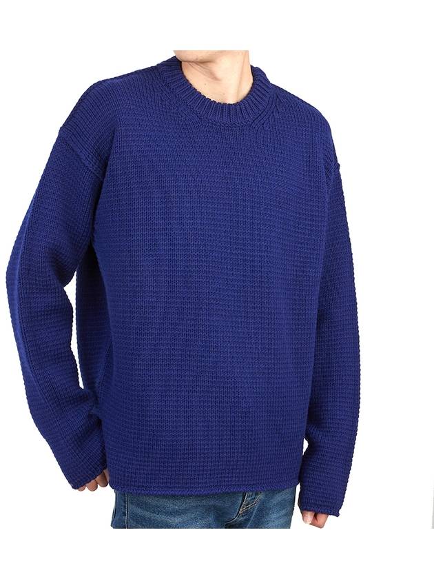 Crew Neck Wool Knit Top Blue - TEN C - BALAAN 6