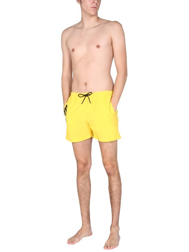 Men's Logo Print Swim Shorts Yellow - MSGM - BALAAN 3