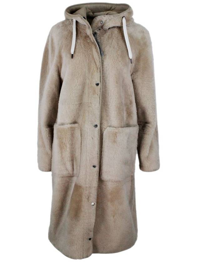 Fur Hooded Coat Beige - BRUNELLO CUCINELLI - BALAAN 2