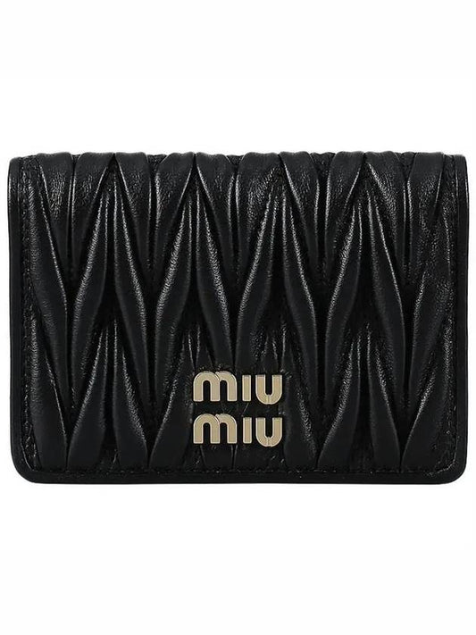 Matelasse Nappa Leather Card Wallet Black - MIU MIU - BALAAN 2