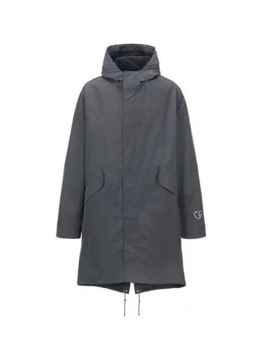 Padded Homme Atelier Logo Embroidered Parka Jacket Charcoal - DIOR - BALAAN 1