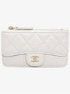 Classic Shiny Caviar Gold Zipper Card Wallet White - CHANEL - BALAAN 2