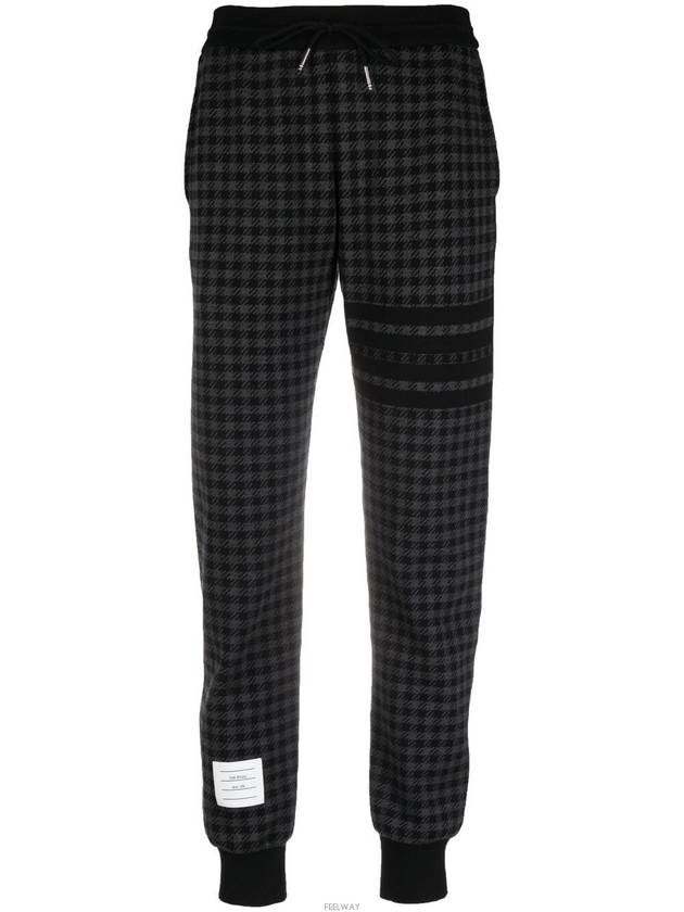 Cotton Gunclub Check Jacquard Engineered 4 Bar Sweat Track Pants Black - THOM BROWNE - BALAAN 3