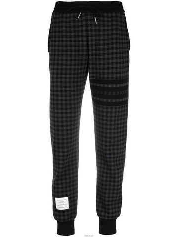 Cotton Gunclub Check Jacquard Engineered 4 Bar Sweat Track Pants Black - THOM BROWNE - BALAAN 1