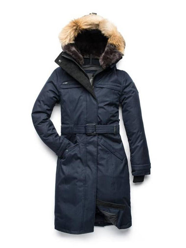 Women's Shera Hood Long Parka Navy - NOBIS - BALAAN 1