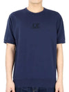 Men's Logo Print Crew Neck Cotton Short Sleeve T-Shirt Navy - CP COMPANY - BALAAN 3