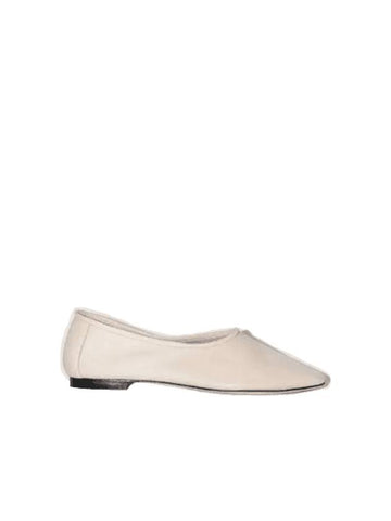 Prudence Creased Leather Flat Ivory - BY FAR - BALAAN 1