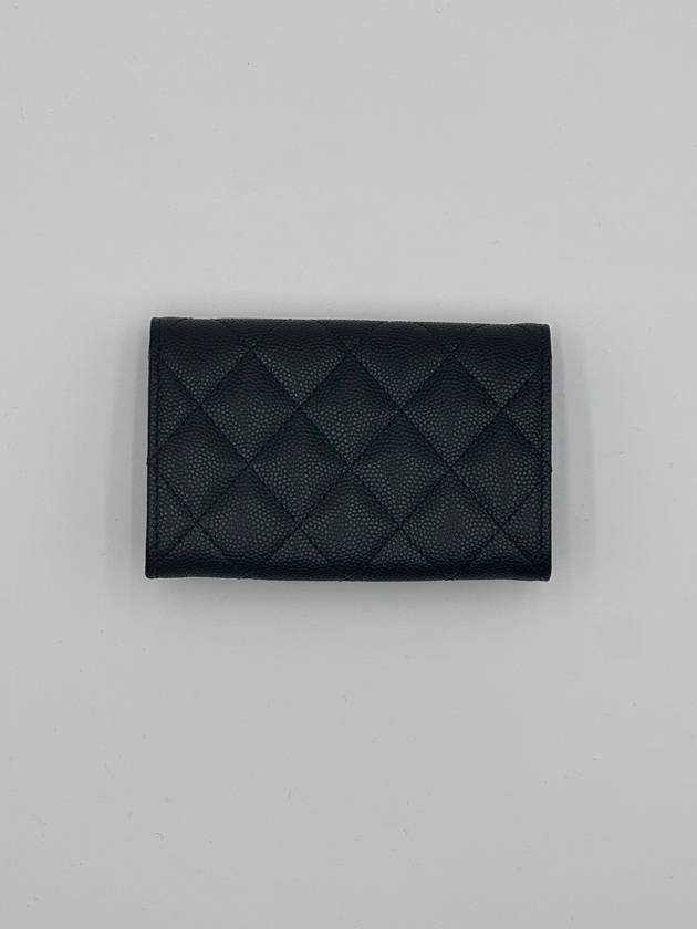 CC Logo Flap Caviar Card Wallet Black - CHANEL - BALAAN 4