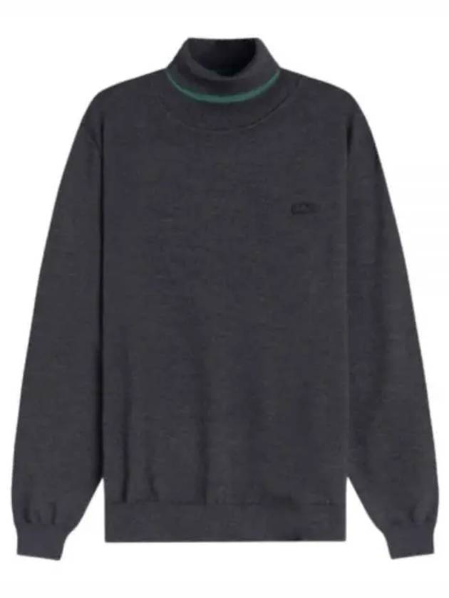 Logo Patch Merino Wool Turtleneck Black - LACOSTE - BALAAN 2