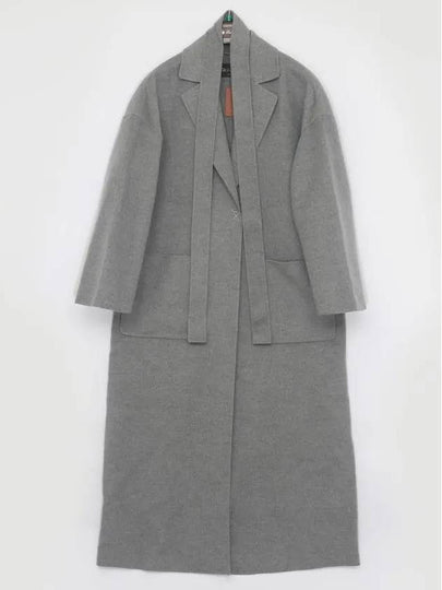 Women's Cocoon Belt Long Cashmere Trench Coat Grey - LORO PIANA - BALAAN 2