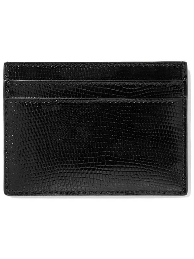 Monogram Lizard Effect Glossy Leather Card Holder Black Silver - SAINT LAURENT - BALAAN 3