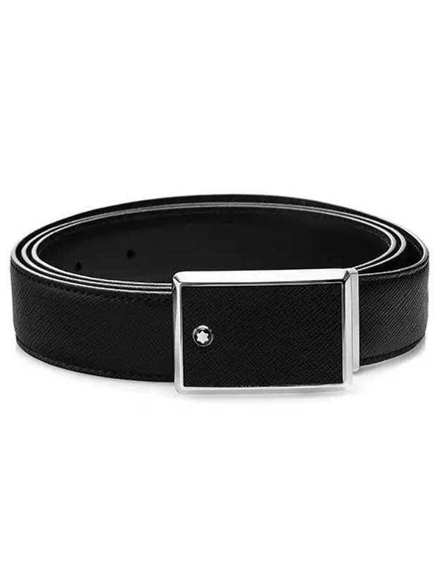 Plate Buckle Saffiano Leather Belt Black - MONTBLANC - BALAAN 3