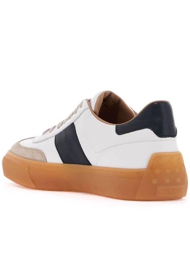 Calfskin Leather Low Top Sneakers White Green - TOD'S - BALAAN 4