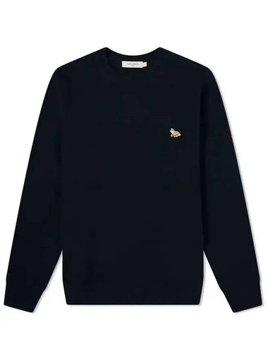 Baby Fox Patch Cozy Round Neck Knit Top Black - MAISON KITSUNE - BALAAN 1