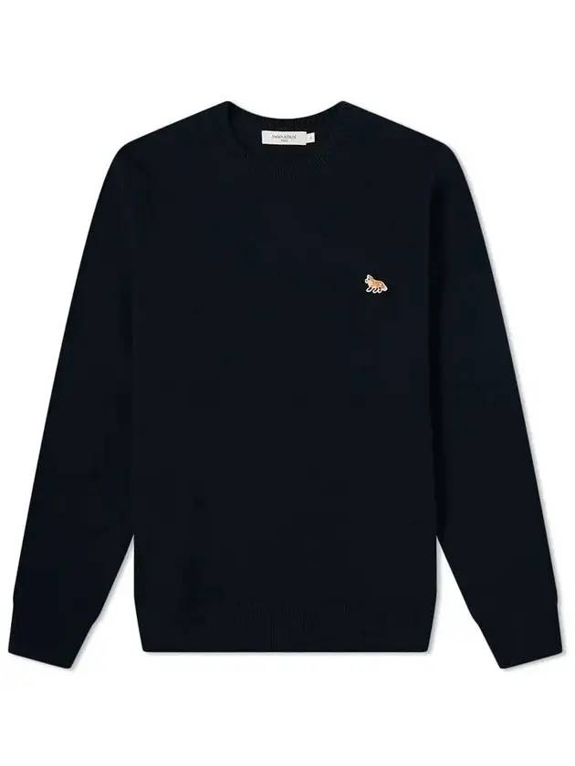 Baby Fox Patch Cozy Round Neck Knit Top Black - MAISON KITSUNE - BALAAN 1