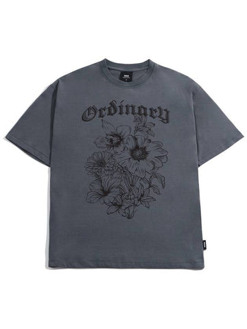 Ordinary Flower Short Sleeve T-Shirt Dark Grey - MOO - BALAAN 1