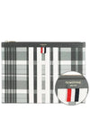 Madras 4 Bar Stripe Clutch Bag Grey - THOM BROWNE - BALAAN 2