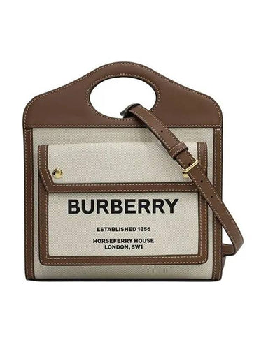 24SS Two tone canvas mini tote bag natural malt brown 8039361 - BURBERRY - BALAAN 1