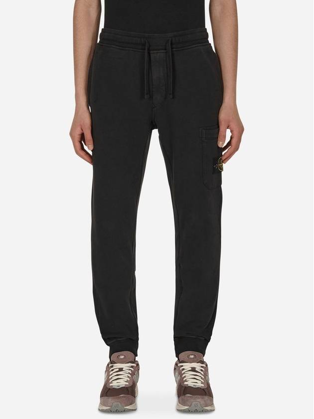 Waffen Patch Cotton Fleece Track Pants Black - STONE ISLAND - BALAAN 2