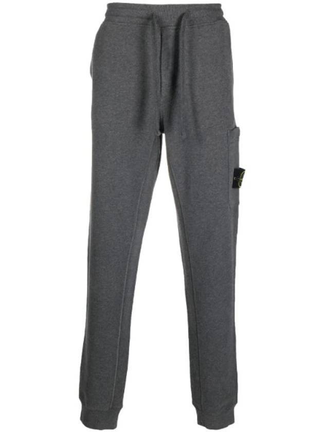 Wappen Patch Cotton Fleece Track Pants Dark Grey - STONE ISLAND - BALAAN 1